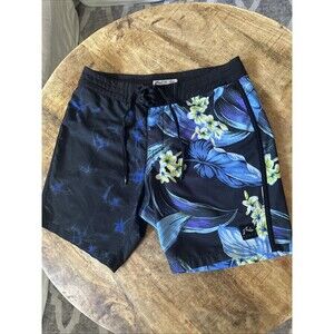 Rusty Freedom Fit Boardshorts Size 30 Split Floral Tie-Dye Surf Swim Trunks 7.5”